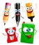 Vector character of school items funny mascot 3D set with gestures