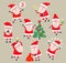 Vector Characters. Set of Santa Clauses. Christmas collection for decor
