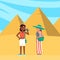 Vector characters tourists in Egypt excursion