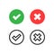 Vector checkmark icons set. Check mark and cross symbol isolated. Vector EPS10