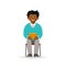 Vector cheeky african man character sitting and holding box