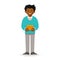 Vector cheeky african man character standing and holding box