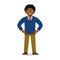 Vector cheeky african man in sweater and shirt posing. Bossy gesture