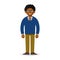 Vector cheeky african man in sweater and shirt standing