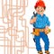 vector Cheerful locksmith plumber