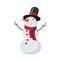 Vector cheerful snowman in hat, scarf smiling