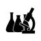 Vector chemical lab test tube and microscope icon