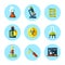 Vector chemistry icon set in modern flat style.