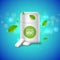 Vector chewing gum package box and green mint for fresh breath. Dental health chewing gum background