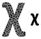 Vector Chi Greek Lowercase Symbol Mosaic of Dots