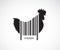 Vector of chicken on the body is a barcode. Farm Animals. Chicken design. Easy editable layered vector illustration