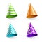 Vector child party hats isolated on transparent checkered background