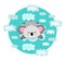 Vector childish print, illustration. Cute, kawaii koala, bear dreaming,relaxing or sleeping in the clouds. Soft blue colors.
