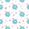 Vector childish seamless pattern with cute sea turtles on white background