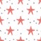 Vector childish seamless pattern with cute starfish on white background