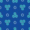 Vector childlike drawing of circles seamless pattern background. Abtract cobalt blue backdrop with painterly groups of