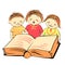 Vector children reading a book