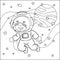 Vector children\\\'s coloring book. Cute lion astronaut flies in space.