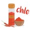 Vector chili illustration isolated in cartoon style. Spanish name