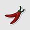 Vector chilli sticker in cartoon style. Isolated vegetable with shadow. Flat simple icon with black lines