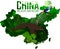 Vector china map with Pangolin and diamond pheasant