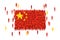 Vector China state flag formed by crowd of cartoon people