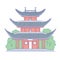 Vector Chinese building architectural landmark. Oriental architecture line art traditional historic national of China.