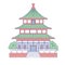 Vector Chinese building architectural landmark. Oriental architecture line art traditional historic national house of