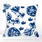 Vector Chinese Classic Blue Traditional Paper Cutting or Porcelain Seamless Fabric Pattern.