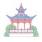 Vector Chinese gazebo building architectural landmark. Oriental architecture line art traditional historic national of