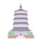 Vector Chinese pagoda architectural landmark. Oriental architecture line art traditional historic national high building