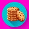 Vector chocolate crumbs chips icon. Realistic homemade choco chip cookies vector illustration.