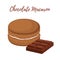 Vector chocolate macaron with meringue cream. Cartoon flat style