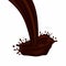 Vector chocolate splash with drops. Liquid and hot chocolate. Realistic cacao pouring flow