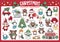 Vector Christmas advent countdown calendar with traditional holiday symbols. Cute kawaii winter planner for kids. Festive New Year