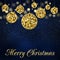 Vector Christmas background with glitter, confetty and cristmas balls on a dark background.