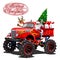 Vector Christmas card with cartoon retro Christmas monstertruck