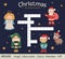 Vector Christmas crossword puzzle. Bright and colorful winter quiz for children