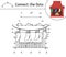 Vector Christmas dot-to-dot and color activity with cute chimney with stockings. Winter holiday connect the dots game for children