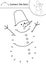 Vector Christmas dot-to-dot and color activity with cute snowman. Winter holiday connect the dots game for children with snow man