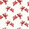 Vector christmas folk red birds seamless pattern.