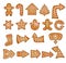 Vector christmas ginger bread cookie set with arrows
