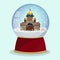 Vector Christmas Glass globe with the falling snow and St. Isaac`s Cathedral in it.Saint Petersburg