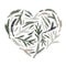 Vector christmas heart with pine plant hand drawn holiday botanical background