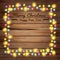 Vector christmas lights on wooden boards