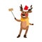 Vector christmas reindeer making selfie by stick