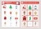 Vector Christmas scavenger hunt cards set. Seek and find game with cute Santa Claus, Christmas tree, snowman for kids. Winter