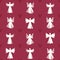 Vector Christmas Straw Angels with Hearts seamless pattern background.