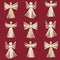 Vector Christmas Straw Angels seamless pattern background.