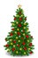 Vector Christmas tree with red and gold ornaments